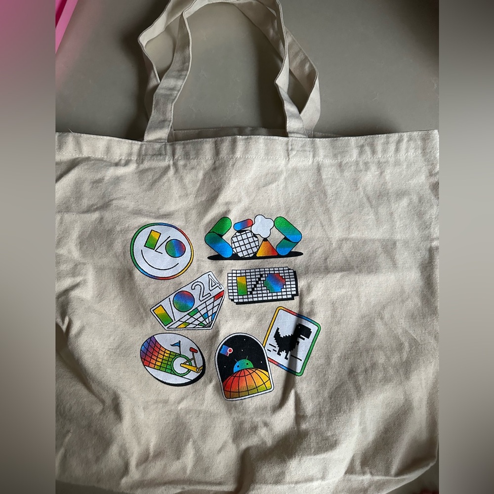 Google IO 24 Canvas Tote Bag with Colorful Graphics - Picture 2 of 7